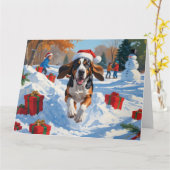 Bluestick Conhound走 Christmasと雪の中 カード (黄色い花)
