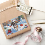 Bluestick Conhound走 Christmasと雪の中 長方形シール<br><div class="desc">新鮮な冬の雪の中を楽しいブルーティックコンハウンドは、遊び心でフェスティバルの赤いクリスマスハットを着てダッシュ。雪景色の中で愛する犬の元気と魅力で、休日の精神を捉えた季節の風景。冬の美しいと犬の愛の両方の季節に暖かさと休日の応援のtouchを追加するのに最適な祝このデザイン。</div>