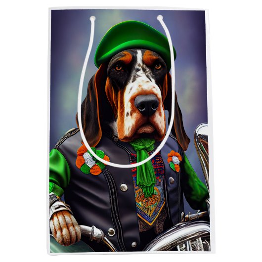 Bluestick Cooundバイクの聖パトリックの日 ミディアムペーパーバッグ (正面)
