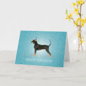 BluetickのCoonhoundのハッピーバースデーのデザイン カード (黄色い花)