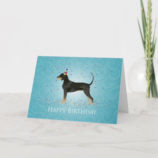 BluetickのCoonhoundのハッピーバースデーのデザイン カード (正面)