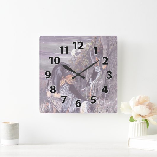 BluetickのCoonhoundの子犬の夢みる人の時計 スクエア壁時計 (ホーム)