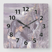 BluetickのCoonhoundの子犬の夢みる人の時計 スクエア壁時計 (正面)