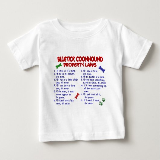 BLUETICKのCOONHOUNDの特性の法律2 ベビーTシャツ (正面)