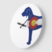 Bluetickコンハウンドドッグコロラド州旗のシルエット ラージ壁時計 (傾斜)