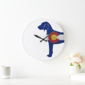 Bluetickコンハウンドドッグコロラド州旗のシルエット ラージ壁時計 (ホーム)