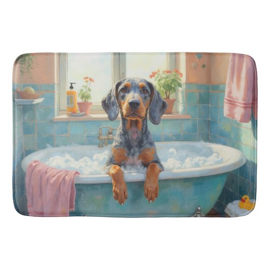 Bluetick Coonhound Bath Time Cozy Bathroom Decor バスマット (正面)