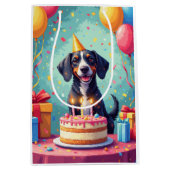 Bluetick Coonhound Birthday Celebration ミディアムペーパーバッグ (正面)
