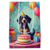 Bluetick Coonhound Birthday Celebration ミディアムペーパーバッグ (裏面)
