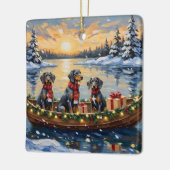 Bluetick Coonhound Christmas Boat Holiday セラミックオーナメント (左)