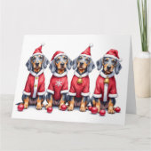 Bluetick Coonhound Christmas Dress Santa Hat カード (正面)