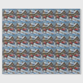 Bluetick Coonhound Christmas Farmhouse Holiday ラッピングペーパー (フラット)