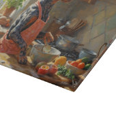 Bluetick Coonhound Cooking in Kitchen カッティングボード (角)