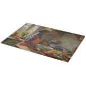 Bluetick Coonhound Cooking in Kitchen カッティングボード (角)