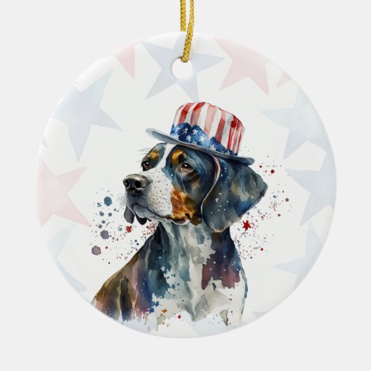 Bluetick coonhound Dog, 4th of july Personalized セラミックオーナメント (正面)