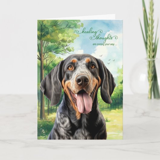 Bluetick Coonhound Dog Country Meadow Get Well カード (正面)