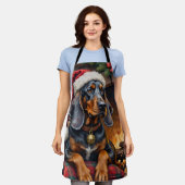 Bluetick Coonhound Dog Cozy Lodge Christmas エプロン (着用した状態)