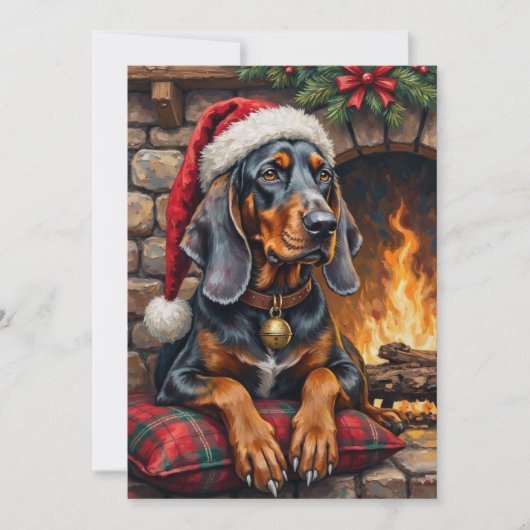 Bluetick Coonhound Dog Cozy Lodge Christmas シーズンカード (正面)
