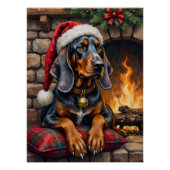 Bluetick Coonhound Dog Cozy Lodge Christmas ポスター (正面)