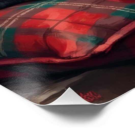 Bluetick Coonhound Dog Cozy Lodge Christmas ポスター (コーナー)