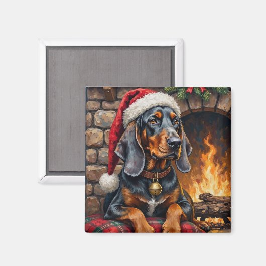 Bluetick Coonhound Dog Cozy Lodge Christmas マグネット (正面/裏面)