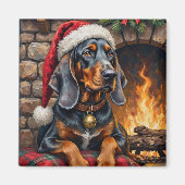Bluetick Coonhound Dog Cozy Lodge Christmas マグネット (正面)