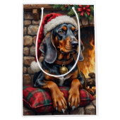 Bluetick Coonhound Dog Cozy Lodge Christmas ミディアムペーパーバッグ (正面)