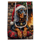 Bluetick Coonhound Dog Cozy Lodge Christmas ミディアムペーパーバッグ (裏面)