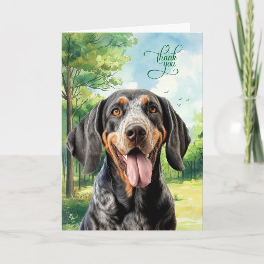 Bluetick Coonhound Dog in a Country Meadow サンキューカード (正面)