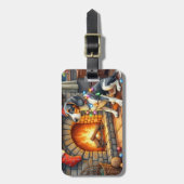 Bluetick Coonhound Fireplace with Christmas Lights ラゲッジタグ (正面縦)