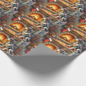 Bluetick Coonhound Fireplace with Christmas Lights ラッピングペーパー (角)