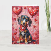 Bluetick Coonhound Valentine Dog Sitting カード (正面)