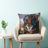 Bluetick Coonhound With Christmas Lights Holiday クッション (椅子)