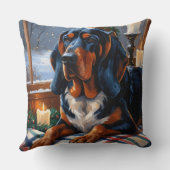 Bluetick Coonhound With Christmas Lights Holiday クッション (裏面)