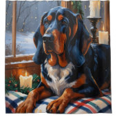 Bluetick Coonhound With Christmas Lights Holiday シャワーカーテン (正面)