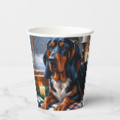 Bluetick Coonhound With Christmas Lights Holiday 紙コップ (裏面)