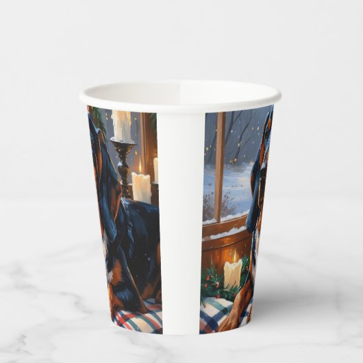 Bluetick Coonhound With Christmas Lights Holiday 紙コップ (左)