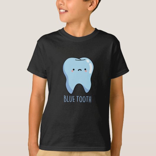 BluetoothテクニカおもしろいルBlue Tooth Pun Dark BG Tシャツ (正面)