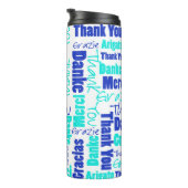 BlueTurquoise Multilingual Thank Youタイポグラフィ タンブラー (回転右)