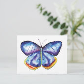 BlueWatercolorバタフライアートポストカード ポストカード (スタンド正面)