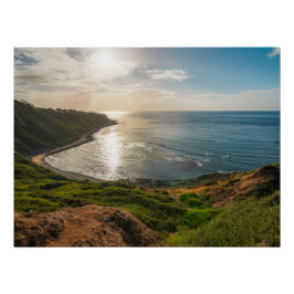 Bluff Cove Coastal Sunset – Ocean Landscape Print ポスター