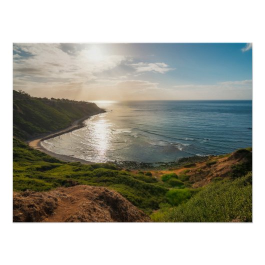 Bluff Cove Coastal Sunset – Ocean Landscape Print ポスター (正面)