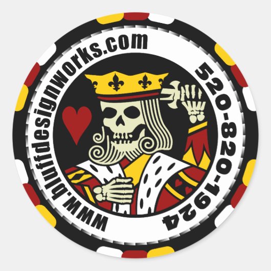 bluffdesignworks.comトランプのポーカーチップステッカー ラウンドシール (正面)