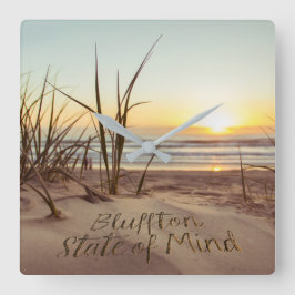 Bluffton State of Mind Written in Sand SC Beach スクエア壁時計