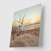 Bluffton State of Mind Written in Sand SC Beach スクエア壁時計 (傾斜)
