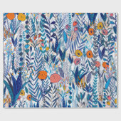 Bluish Floral Garden ラッピングペーパー (フラット)