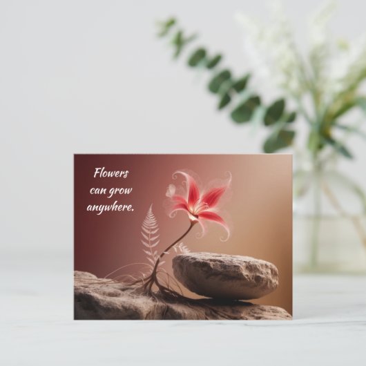 Blume auf Stein mit Spruch ポストカード (スタンド正面)