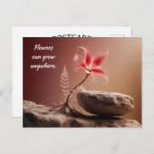 Blume auf Stein mit Spruch ポストカード (正面/裏面)