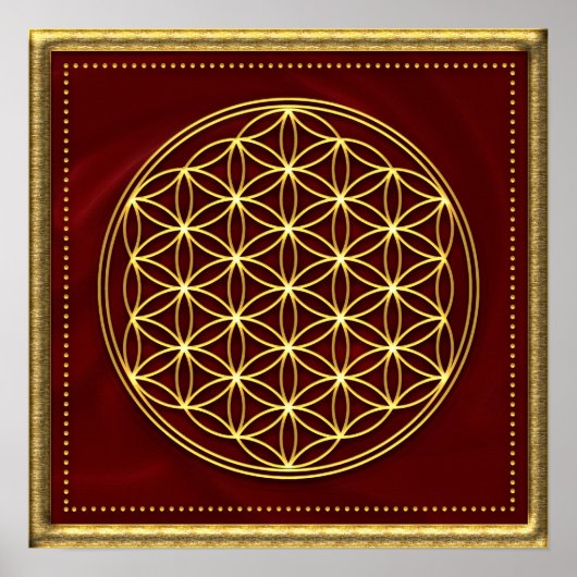 Blume des Lebens - Flower of life - Gold ポスター (正面)