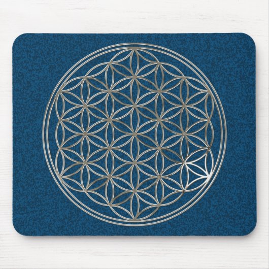 Blume des Lebens / Flower Of Life | silver blue マウスパッド (正面)